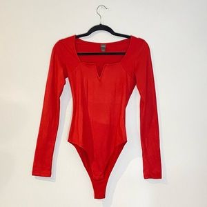Wild Fable Red Long Sleeve Bodysuit